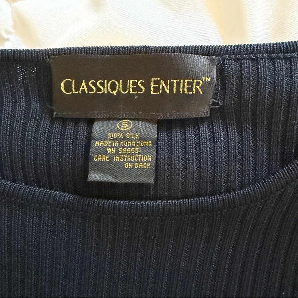 100% silk Classiques Entier Rib Knit Short Sleeve Size Small - Picture 2 of 3
